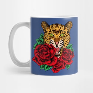 leopard cheetah roses artwork Mug